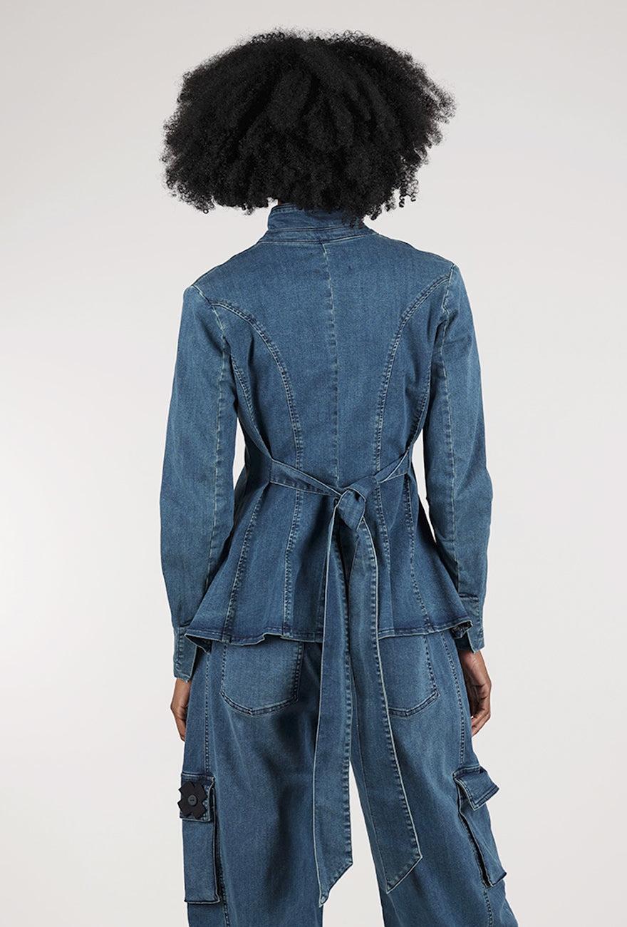 Pluslavie The Bowflare Denim Jacket, Blue 