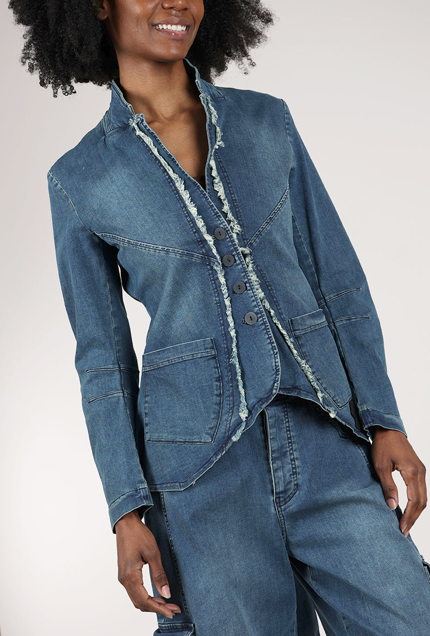 Pluslavie The Bowflare Denim Jacket, Blue 
