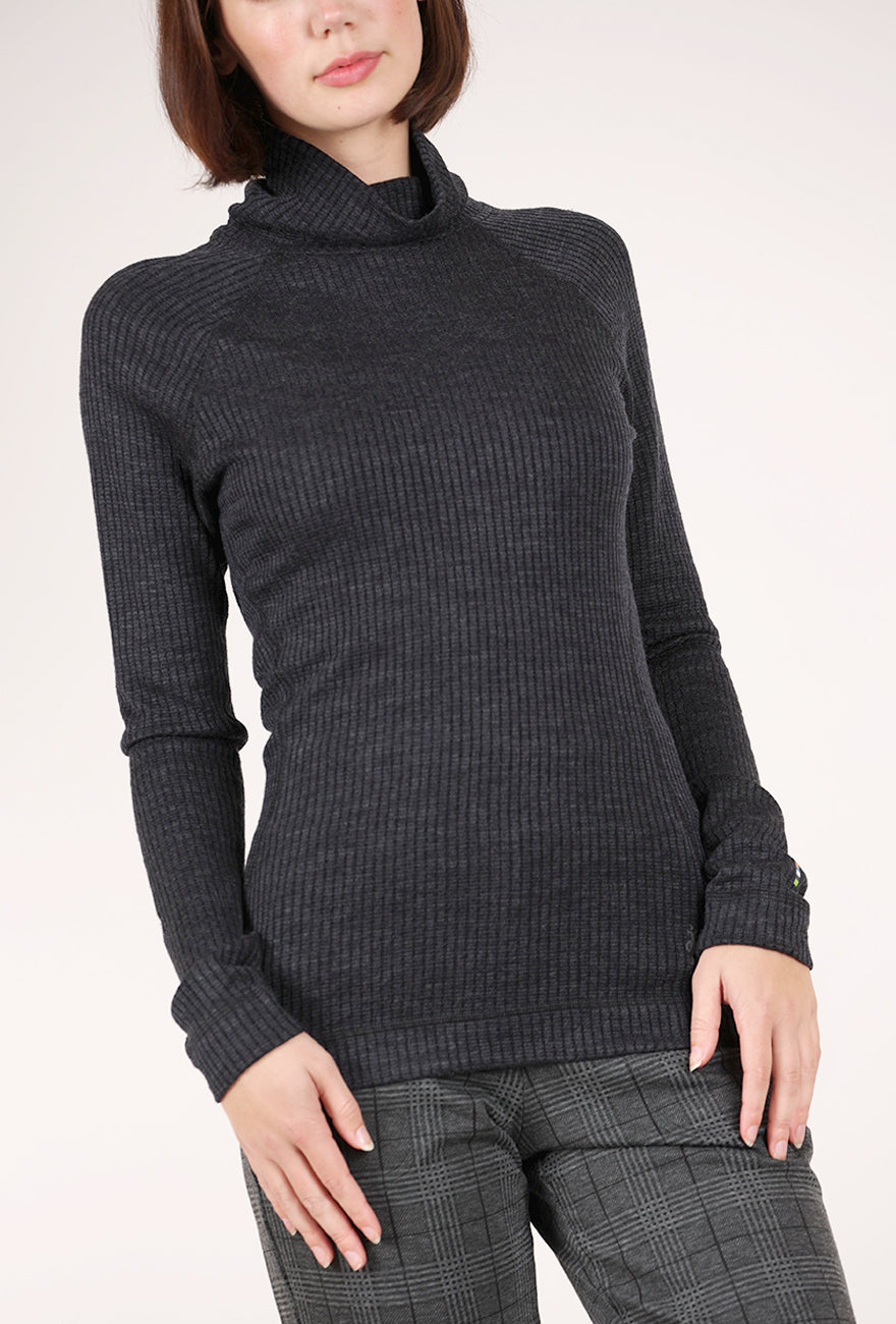 Smartwool Thermal Merino Rib Tneck, Charcoal Heather 