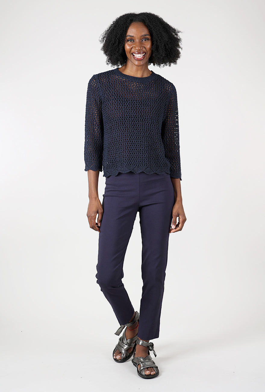 Crochet Summer Sweater, Navy