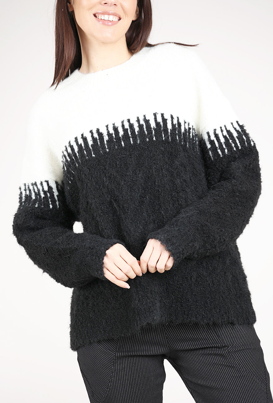 Grade & Gather Yarn Mix Sweater, Black/Ecru 