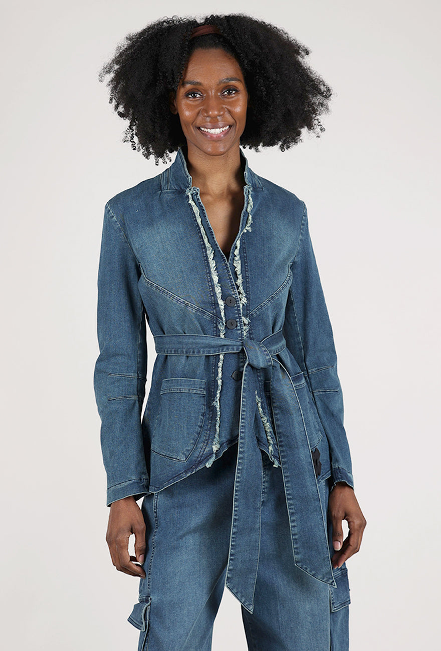 Pluslavie The Bowflare Denim Jacket, Blue 