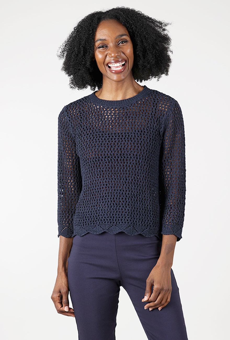 Crochet Summer Sweater, Navy