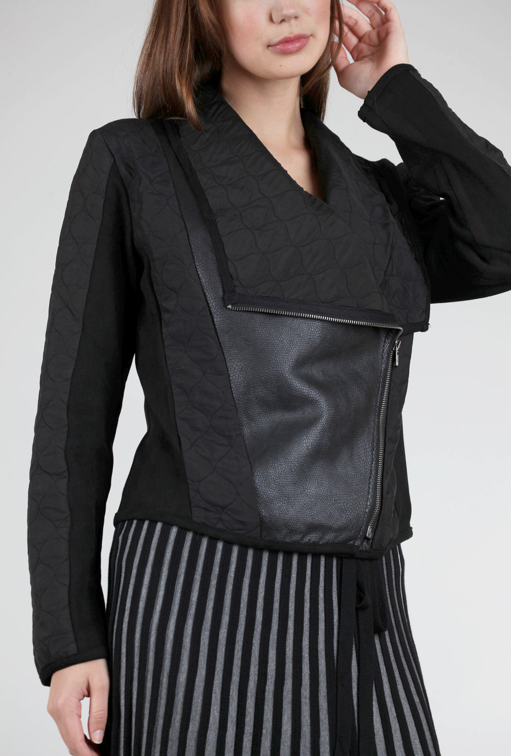 Mystree Draped Quilted Jacket, Black 