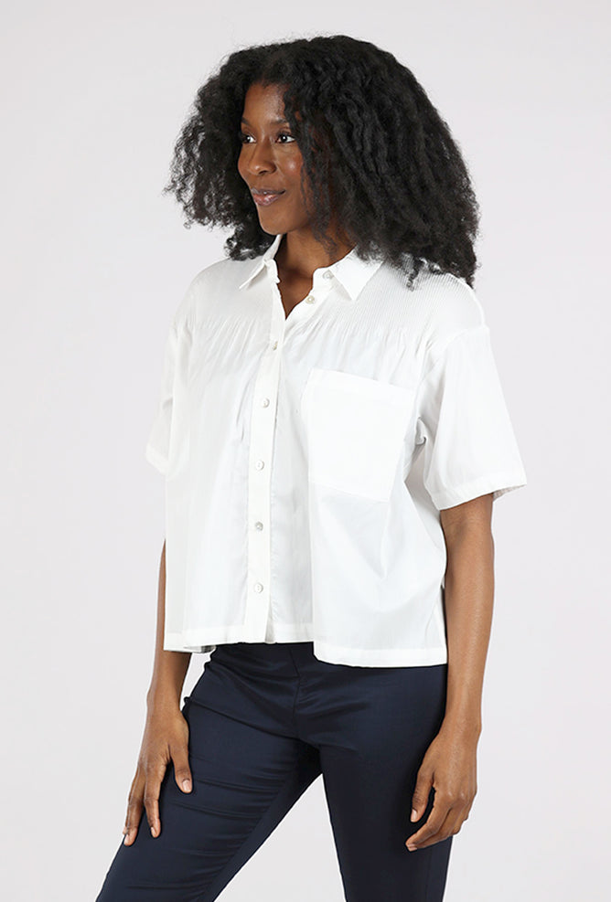 Cotelac Crinkle Yoke Button-Up, White 