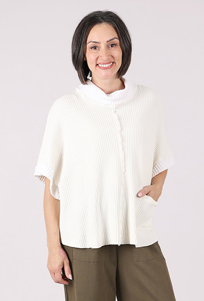 Fenini Waffle Cowl Topper, Ivory 