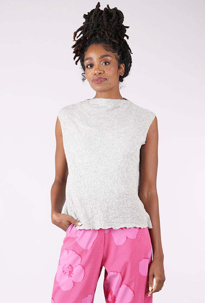 By Basics Bubble Wool Boxy Shell, Dawn Gray Melange 