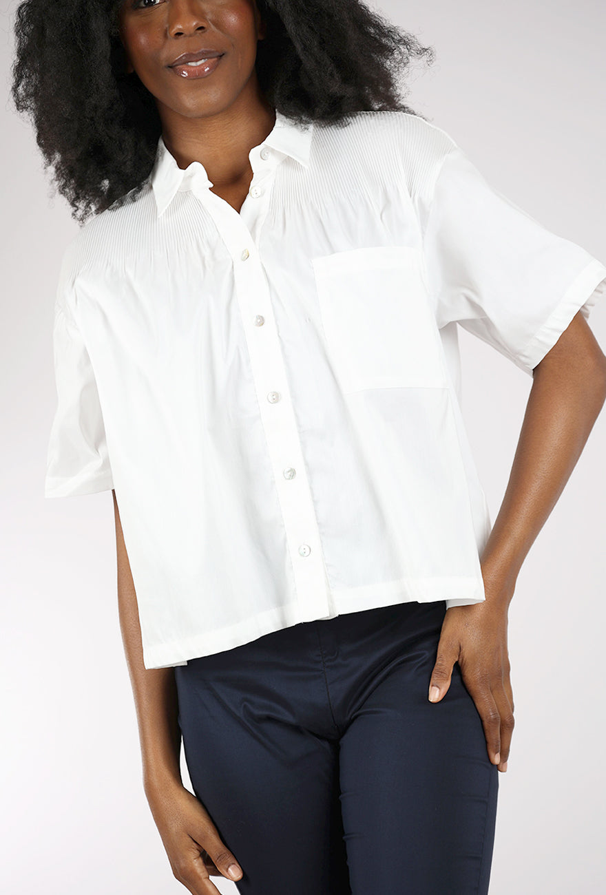 Cotelac Crinkle Yoke Button-Up, White 