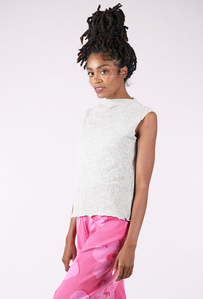 By Basics Bubble Wool Boxy Shell, Dawn Gray Melange 