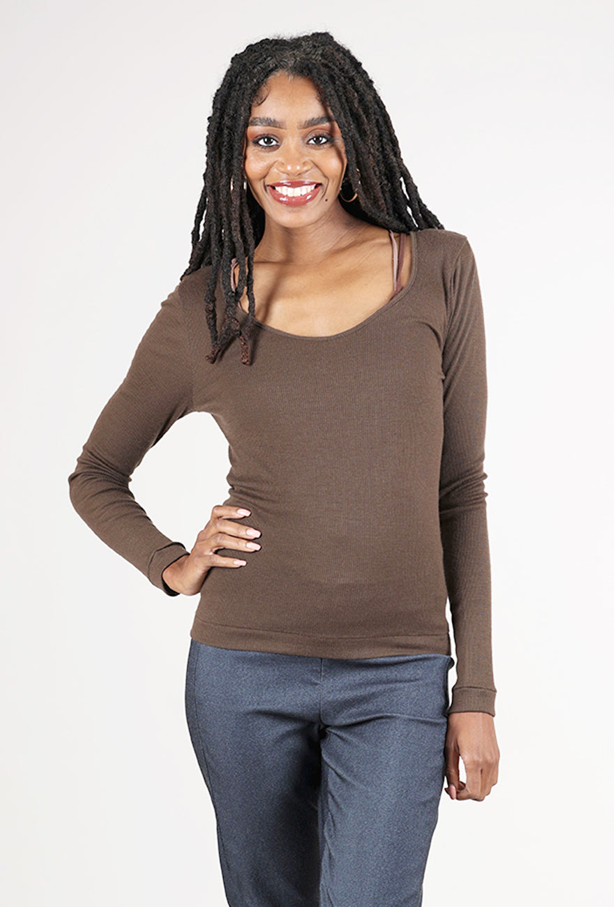 Grisal Malu Dakota U-Neck Top, Nutella 