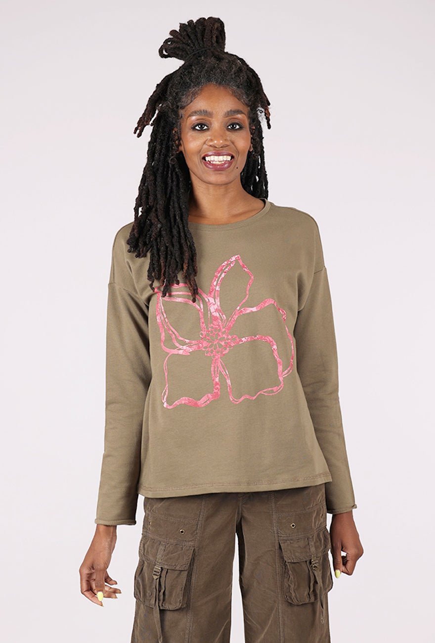 Escape by Habitat Destination Fleece Floral Pullover, Willow 