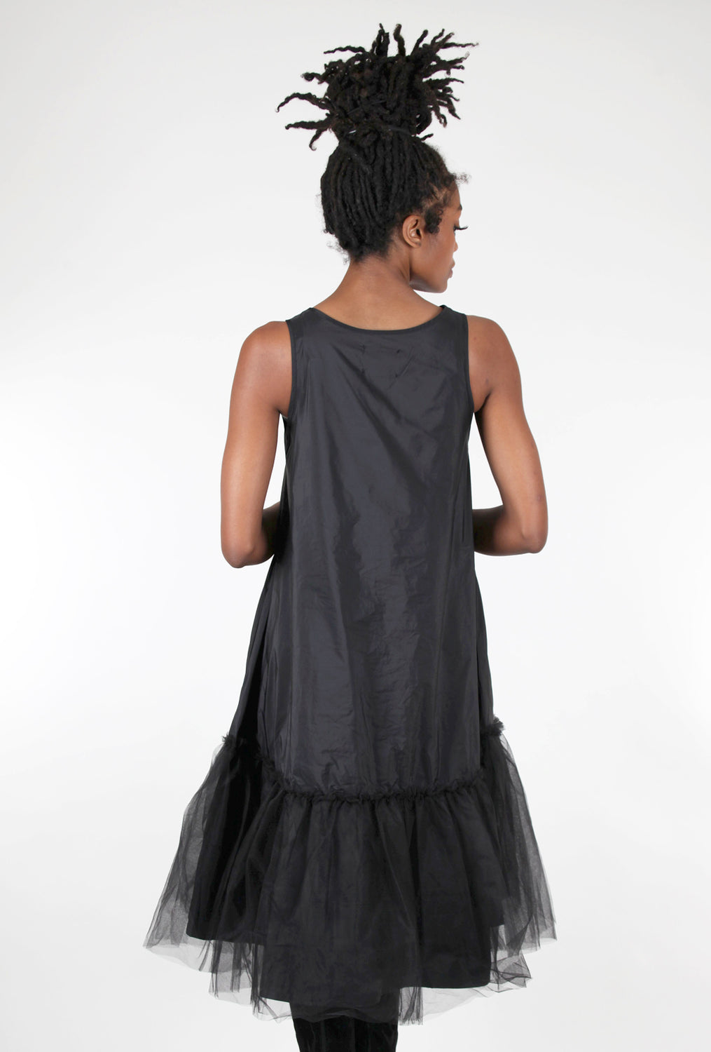 Pluslavie Tulle Trim Nylon Dress, Black 