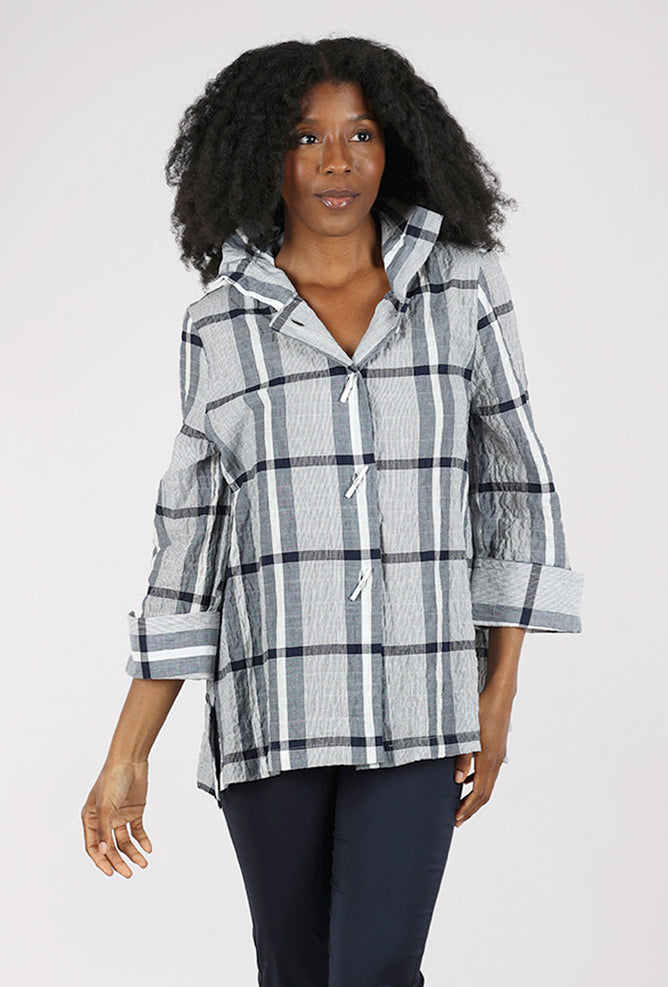 Moonlight Big Check Jacket, White/Blue 