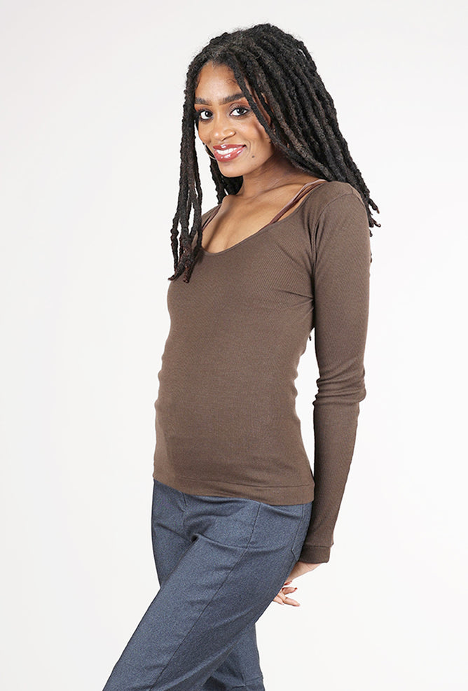 Grisal Malu Dakota U-Neck Top, Nutella 