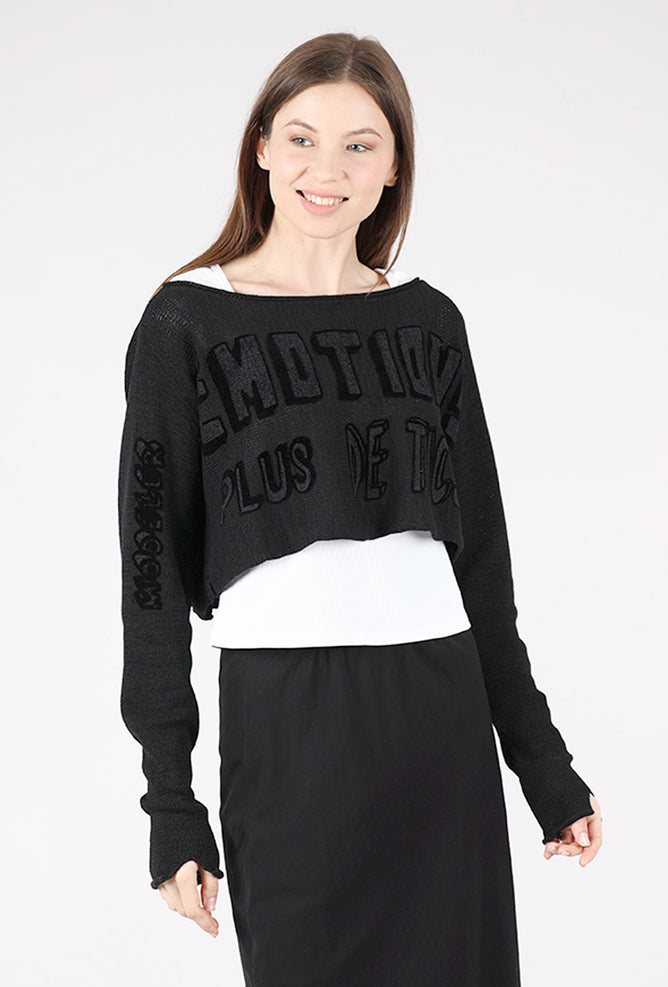 Rundholz Cropped Emotions Pullover, Black 