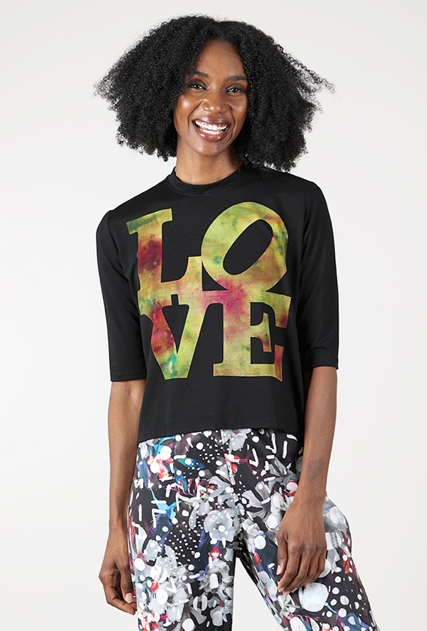 Love Tee, Black/Citrus