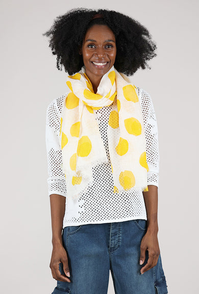 See Design Big Smudge Dot Linen Scarf, Yellow 