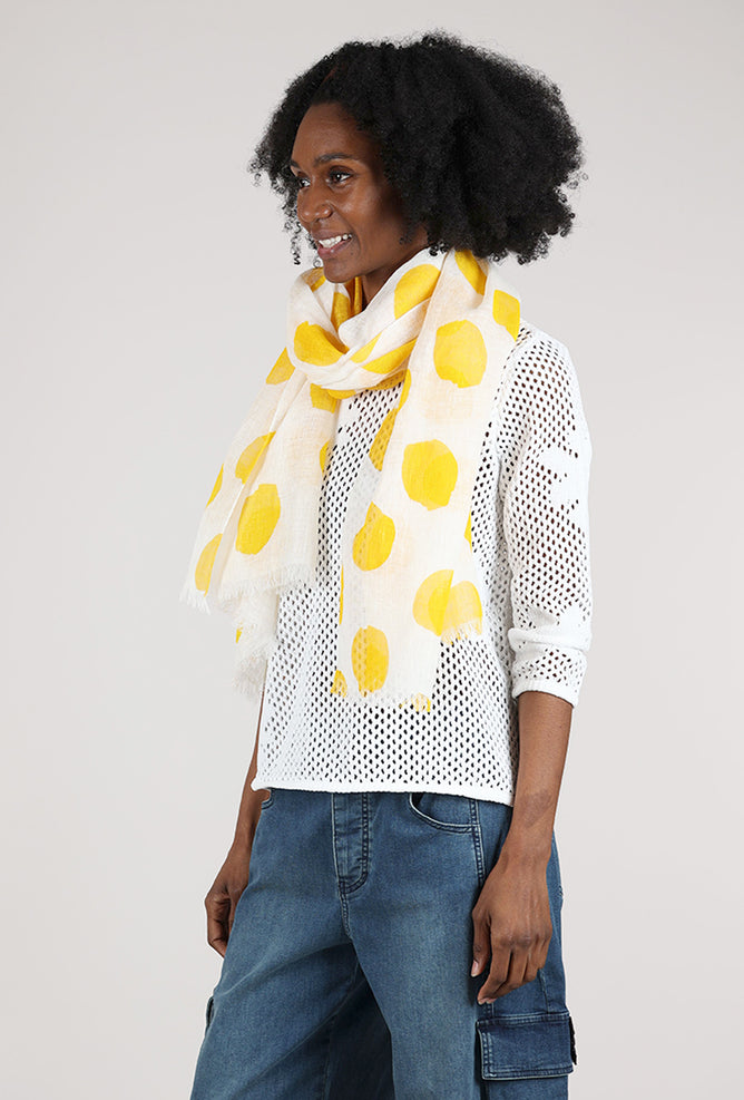 See Design Big Smudge Dot Linen Scarf, Yellow 