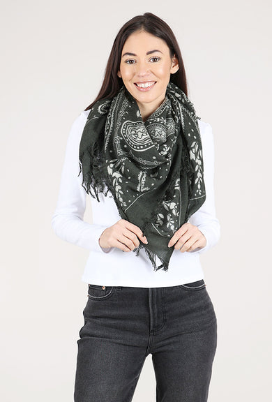 Cashmere Paisley Scarf, Forest