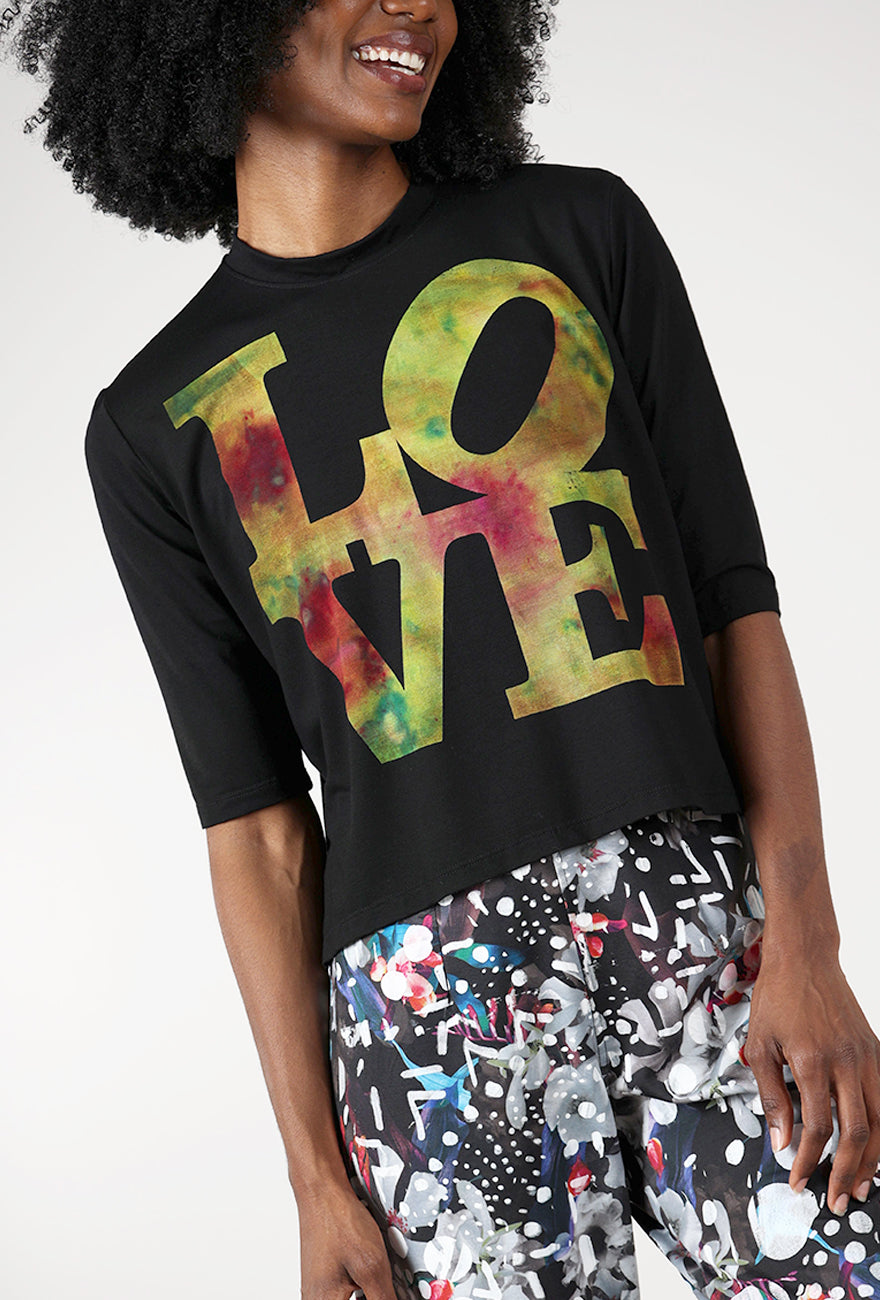 Love Tee, Black/Citrus