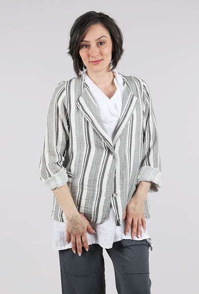 Fenini Double Gauze Stripe Jacket, White 