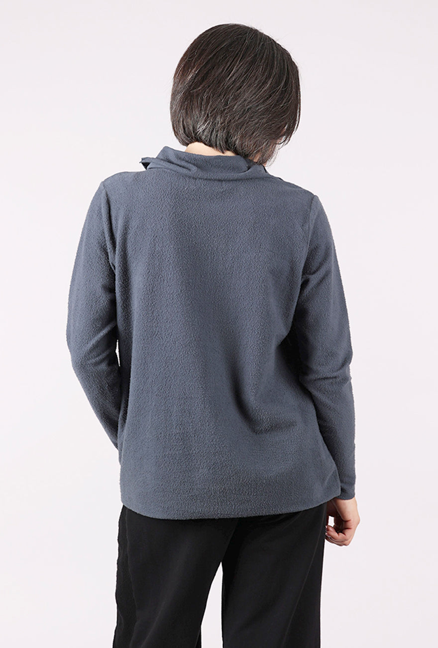 Fenini Fleecey Rollneck Top, Charcoal 