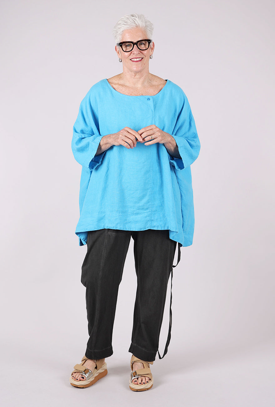 Rundholz Single Button Linen Oversize Top, Malibu 