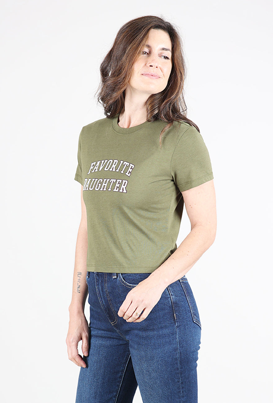 Cropped Collegiate Tee, Smoketree/Gardenia