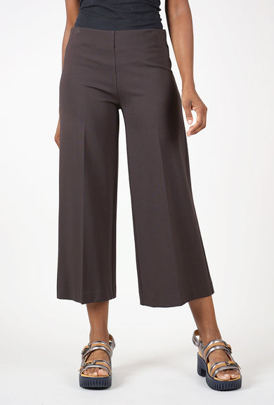 Estelle & Finn Cropped Wide Ponte Pant, Brown 