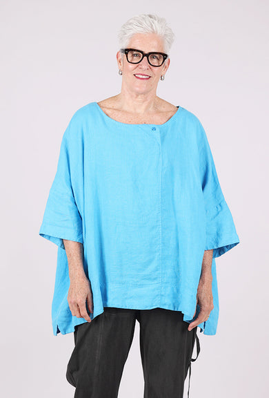 Rundholz Single Button Linen Oversize Top, Malibu 