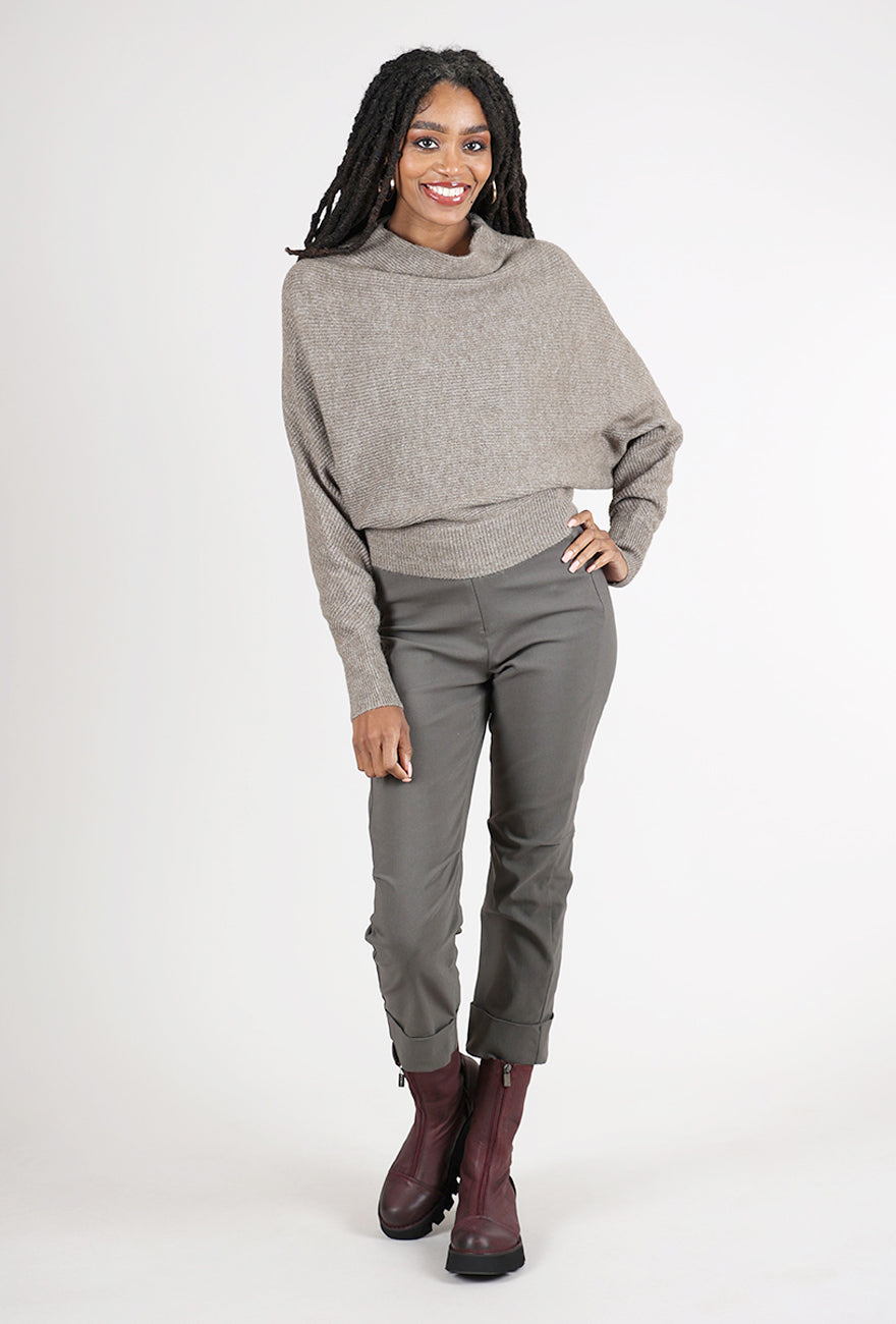 Grade & Gather Cowl Batwing Sweater, Field Gray 
