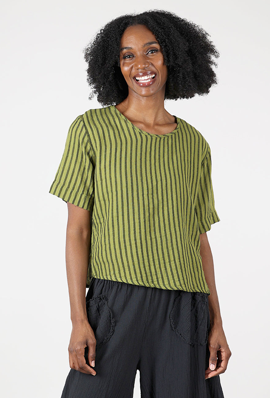 Hanna Top, Avocado Stripe