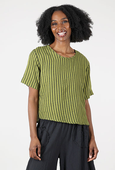 Curator Hanna Top, Avocado Stripe 