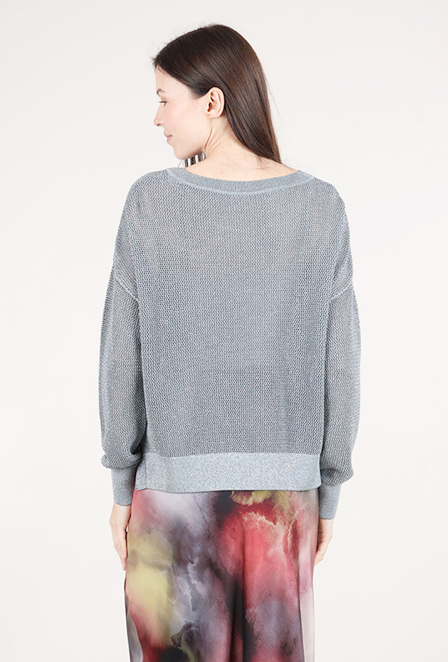 Planet Metallic Mini Seed Stitch Sweater, Vapor 