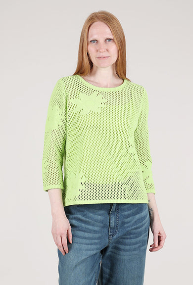Escape by Habitat Floral Crochet Pullover, Kiwi 