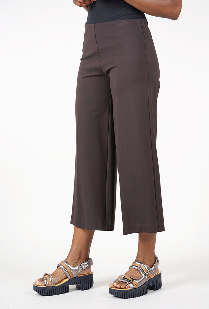 Estelle & Finn Cropped Wide Ponte Pant, Brown 