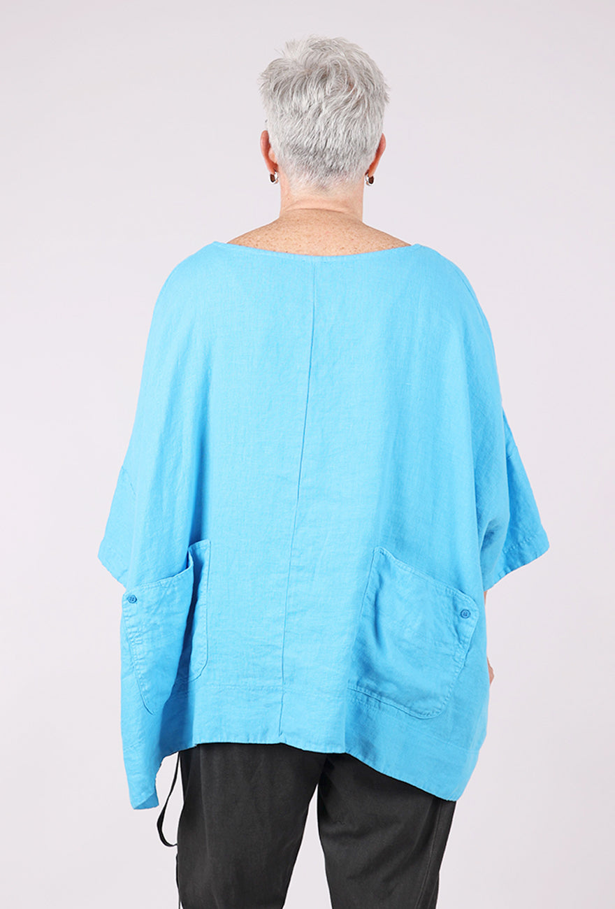 Rundholz Single Button Linen Oversize Top, Malibu 