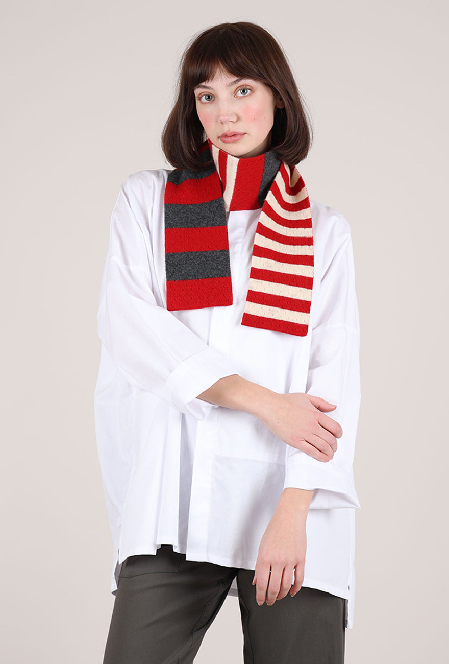 Skinny Striped Scarf, Red