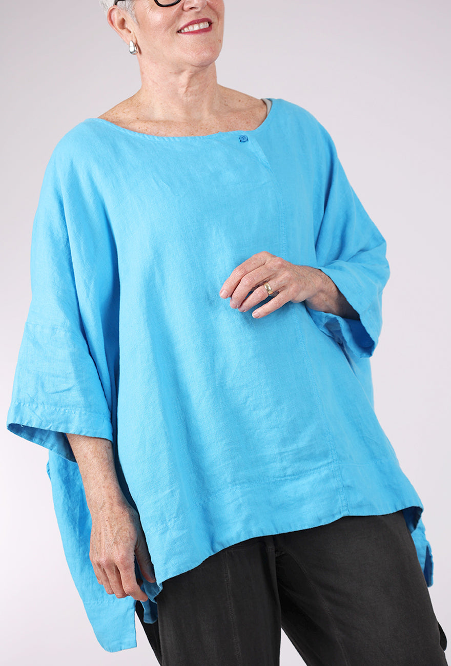 Rundholz Single Button Linen Oversize Top, Malibu 