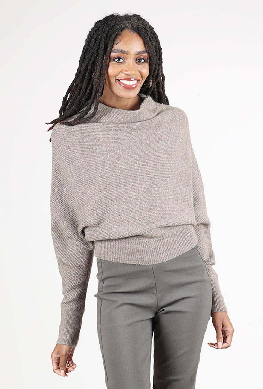 Grade & Gather Cowl Batwing Sweater, Field Gray 
