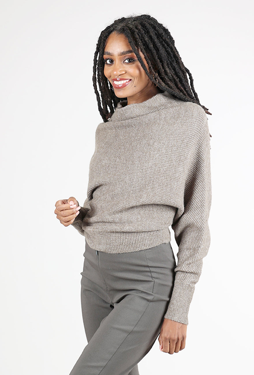Grade & Gather Cowl Batwing Sweater, Field Gray 