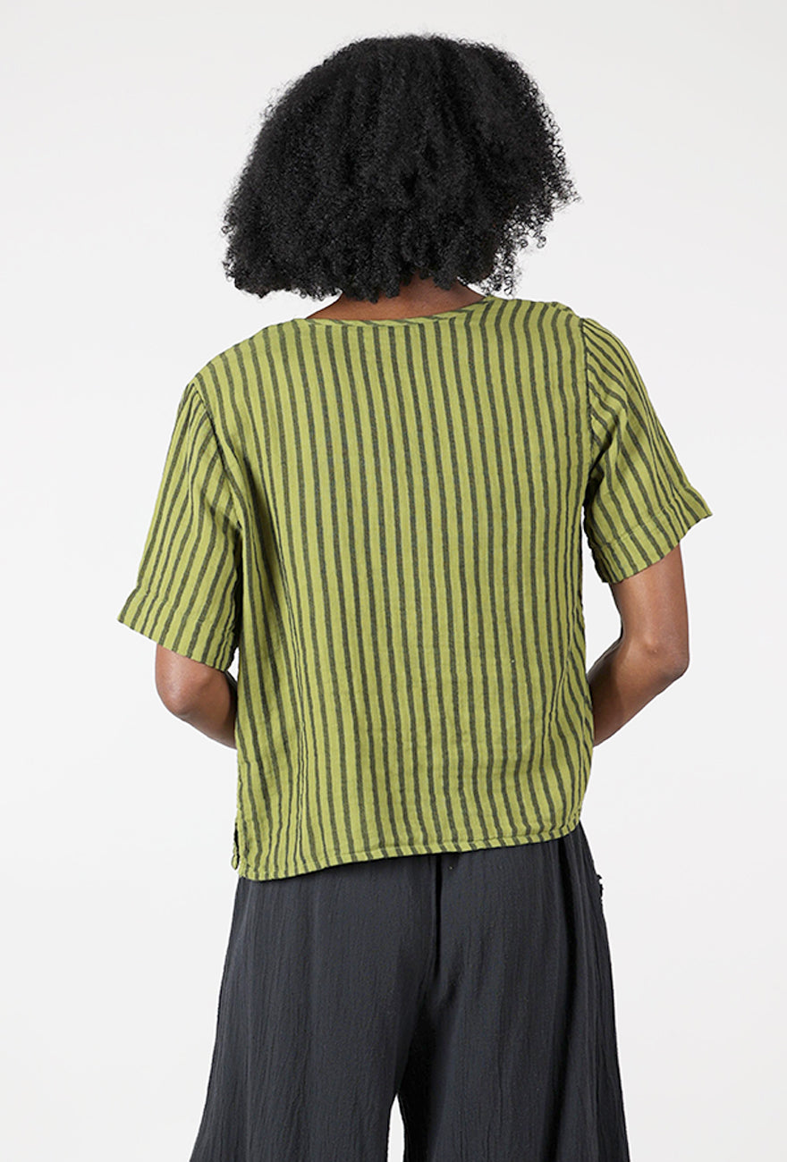Hanna Top, Avocado Stripe Angle 3