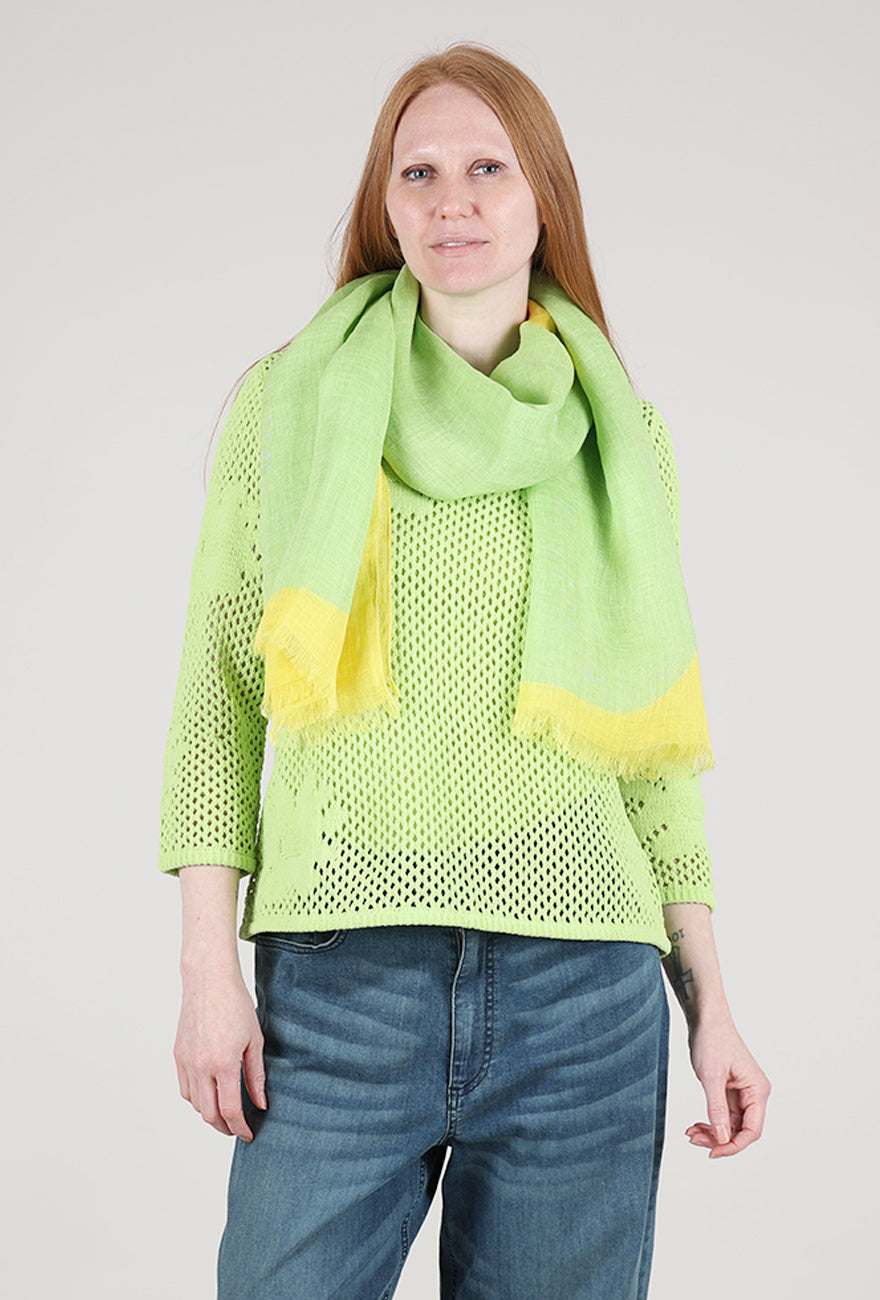 See Design Rocks Print Linen Scarf, Green/Yellow 