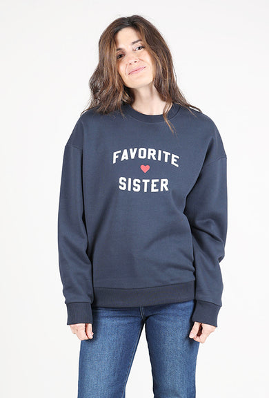 Favorite Daughter Favorite Sister Heart Sweatshirt, Navy 