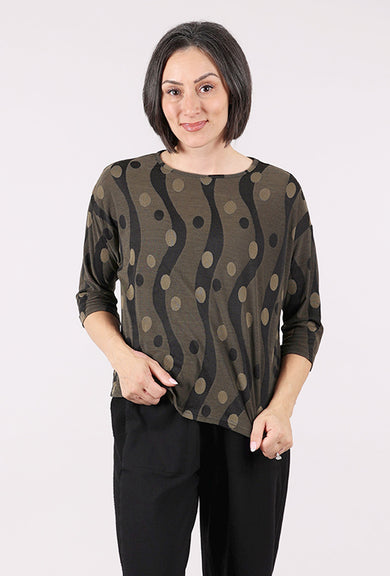 Cut Loose Dot Jacquard Drop Shoulder Top, Kelp 