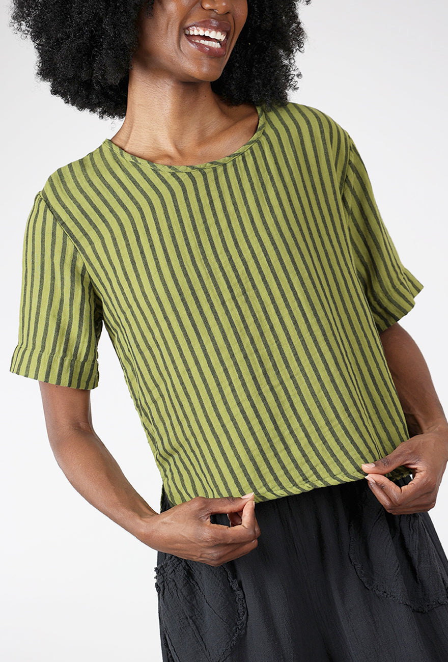 Hanna Top, Avocado Stripe