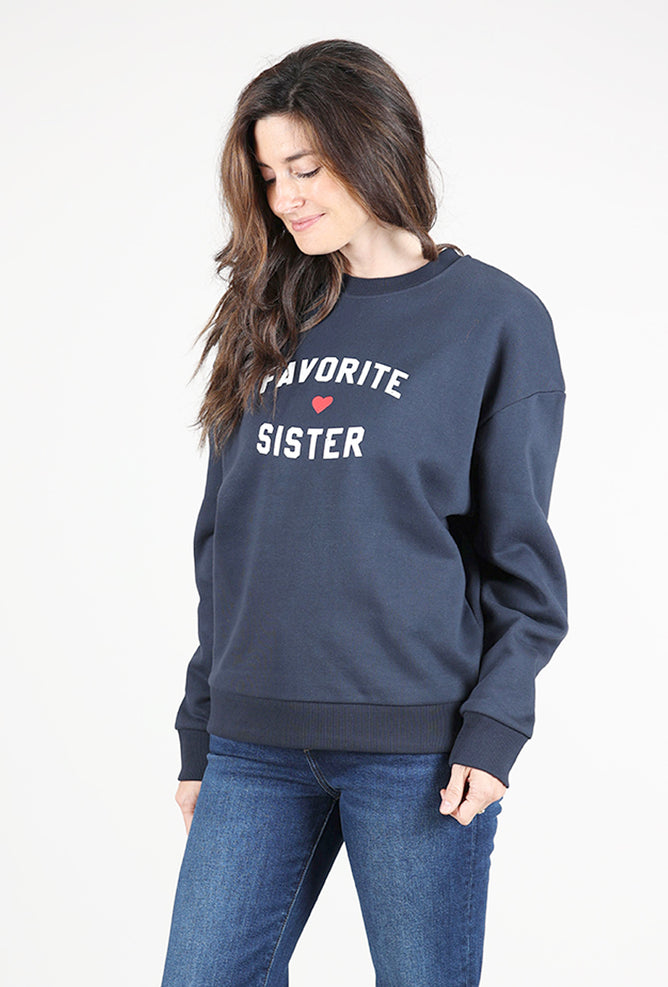 Favorite Sister Heart Sweatshirt, Navy