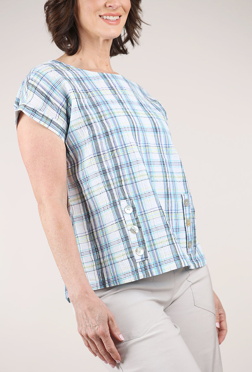 Habitat Blurred Plaid Harwich Pullover, Sky 