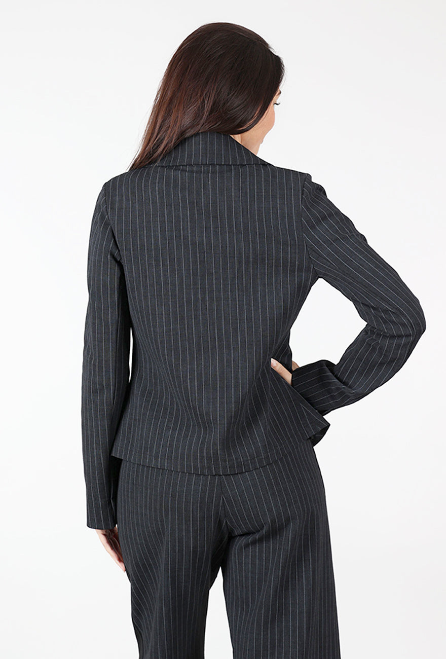 Amerlyn Ponte Jacket, Granite Pinstripe