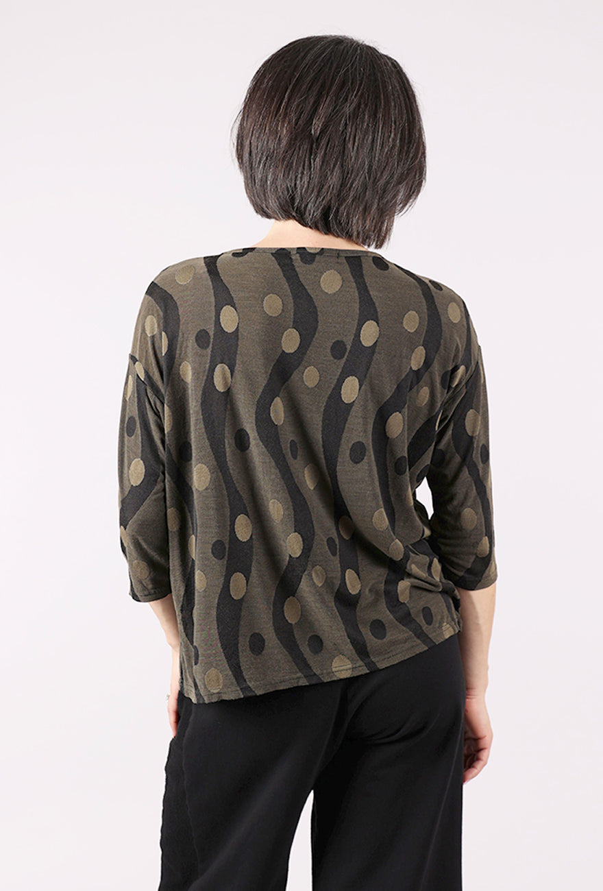 Cut Loose Dot Jacquard Drop Shoulder Top, Kelp 